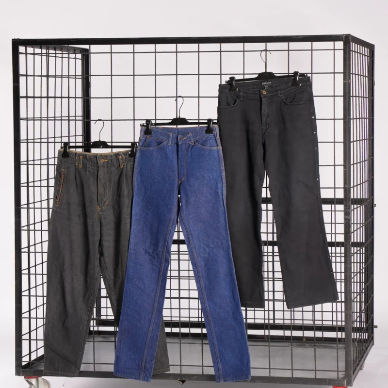 HIGH WAIST DENIM TROUSERS