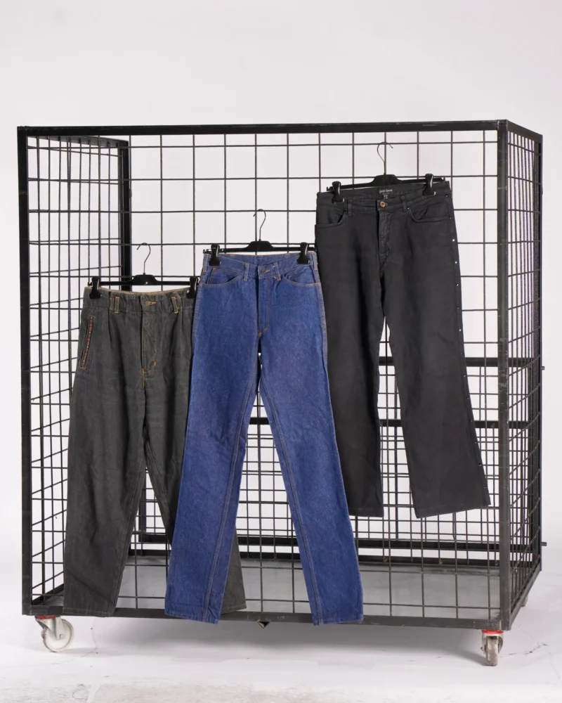 HIGH WAIST DENIM TROUSERS